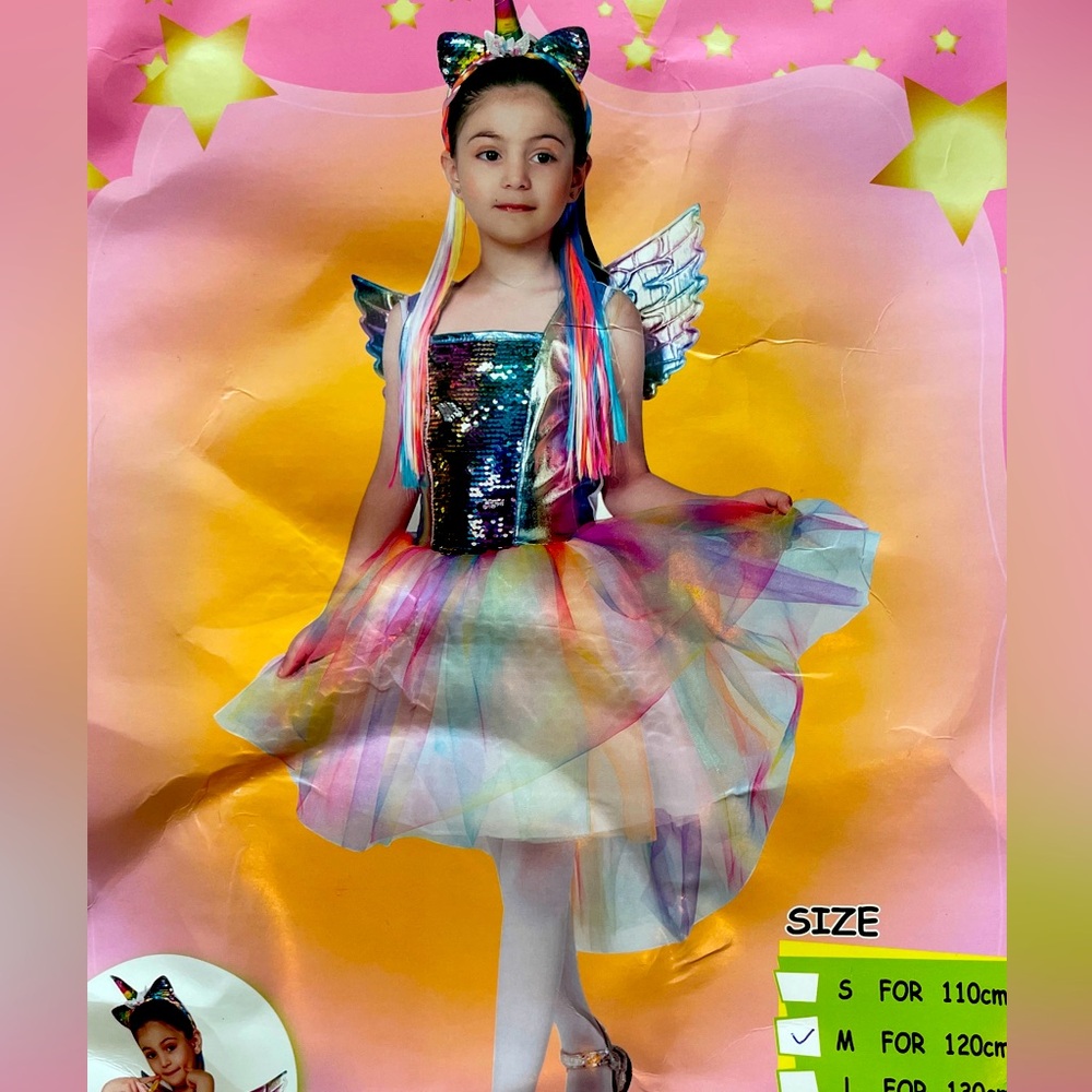 Girls Rainbow Unicorn Costume